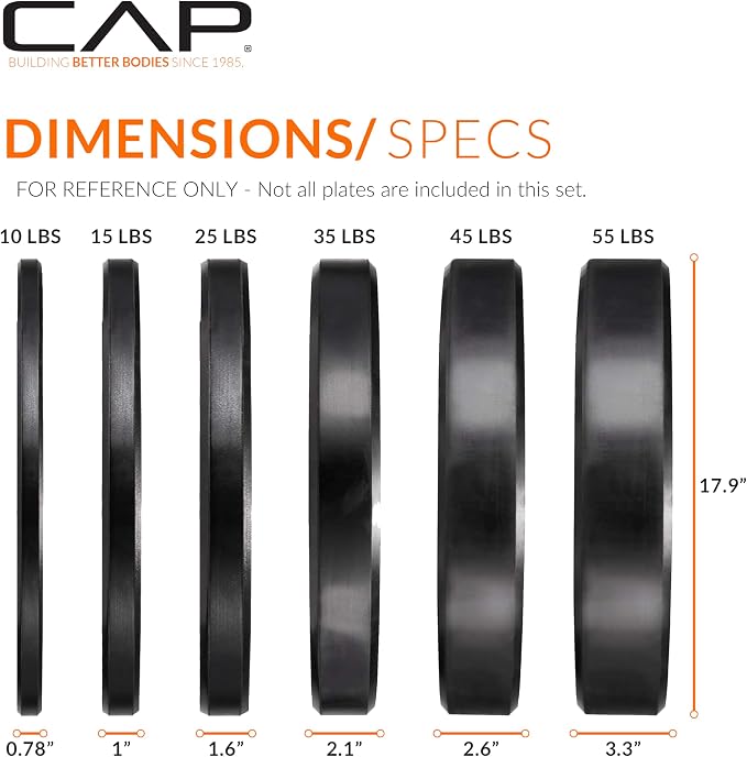 CAP 2-inch Olympic Bumper Plate Weight Set | 100-370 lbs | Multiple Colors | Storage Rack Optional - Image 5