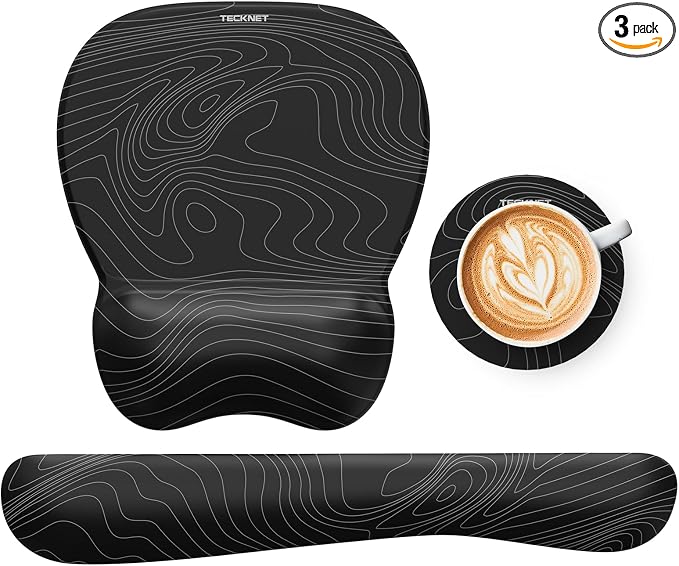 TECKNET Gel Ergonomic Mouse Pad & Keyboard Wrist Rest & Coaster by Tecknet