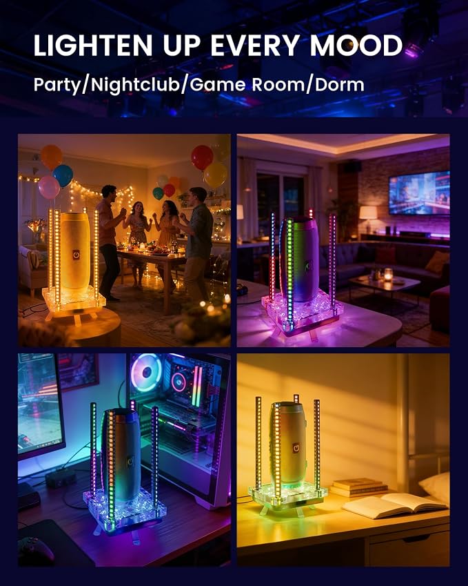 Music Sync RGB Ambient Light, App Controlled & Sound Reactive Audio Visual Lighting for Gaming Desk, Party & Desk Setup (Grey) - Image 7