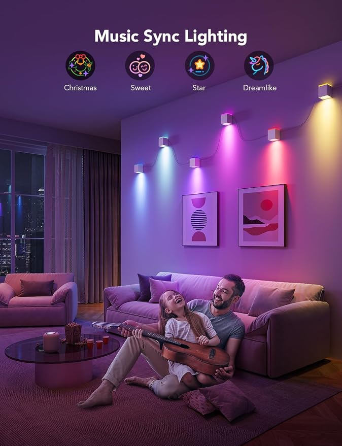 Govee Cube Wall Sconces, RGBIC LED Wall Light Works with Alexa, 15ft - Image 7
