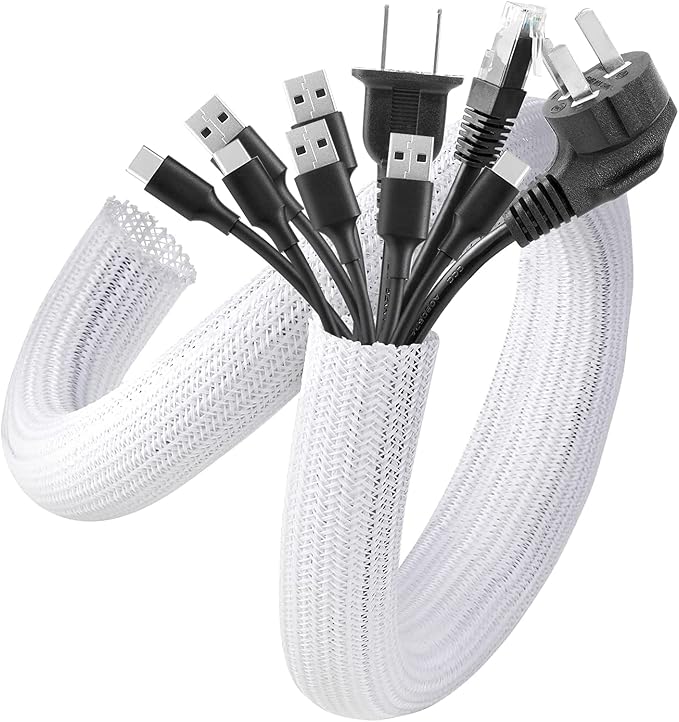 AGPTEK Cable Sleeve, 20ft - 4/5 inch Cable Management Cord Hider, White by AGPTEK