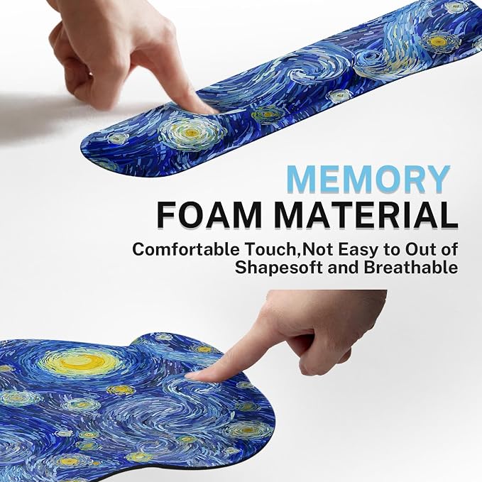 Britimes Ergonomic Mouse Pad Set with Wrist Rest, Abstract Night Sky - Image 7
