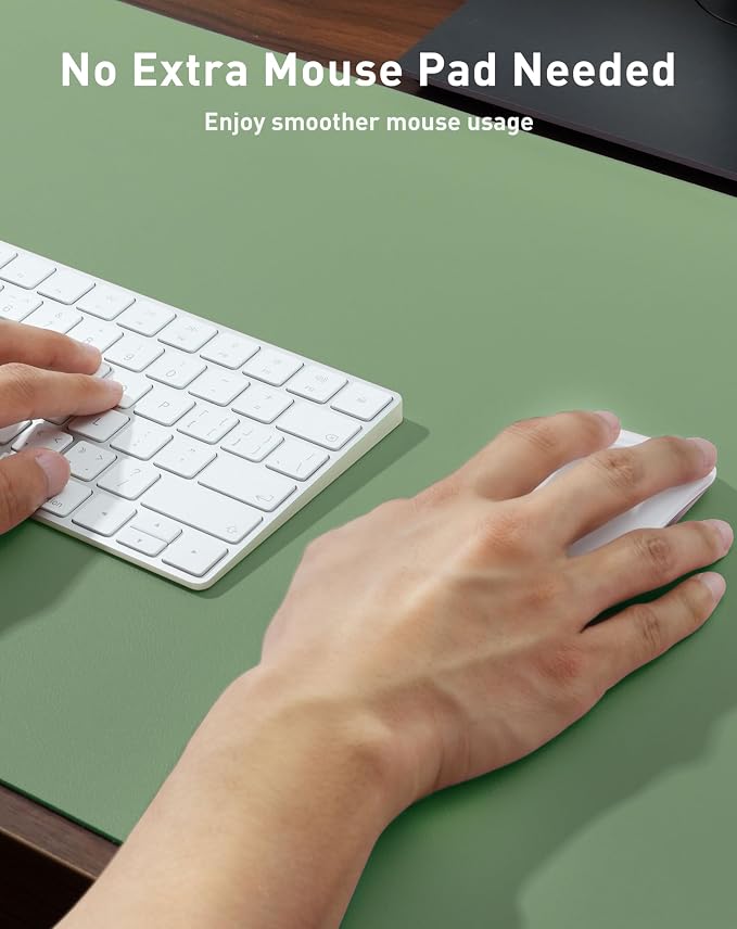 Aothia Faux Leather Desk Mat - Large Mouse Pad, Non-Slip PU Leather Blotter, Waterproof Writing Surface for Office and Home (Olive Green, 40" x 24") - Image 4