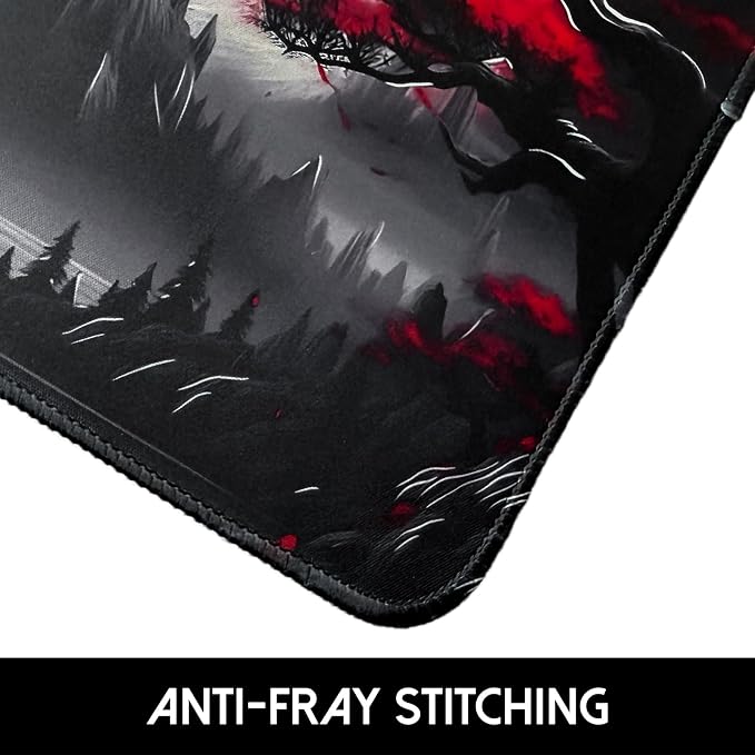FreeNook Small Gaming Mouse Pad, Anime Black Mousepad with with Non-Slip Base, Expanded Cool Desk Mat, Mountain Moon Scenery Keyboard Mat Suitable for Home Office,10.2 X 8.3 Inch - Image 6