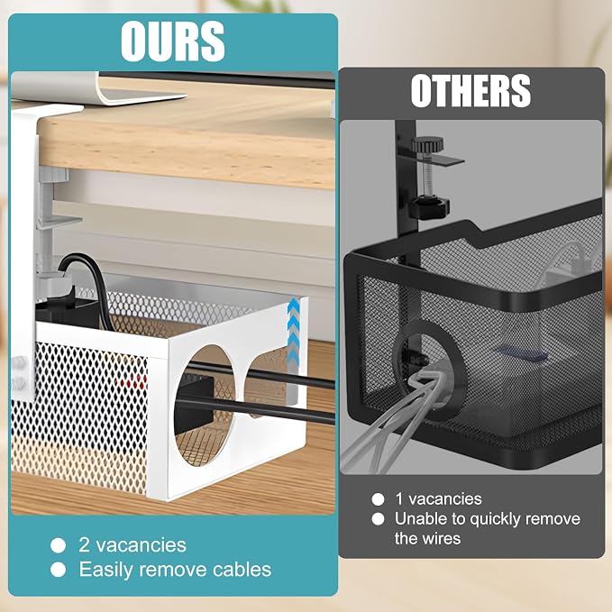 Under Desk Cable Management 27 inches Metal Cord Organizer No Drill Wire Management and Cord Organizer for Home Office Standing Desk - Image 5