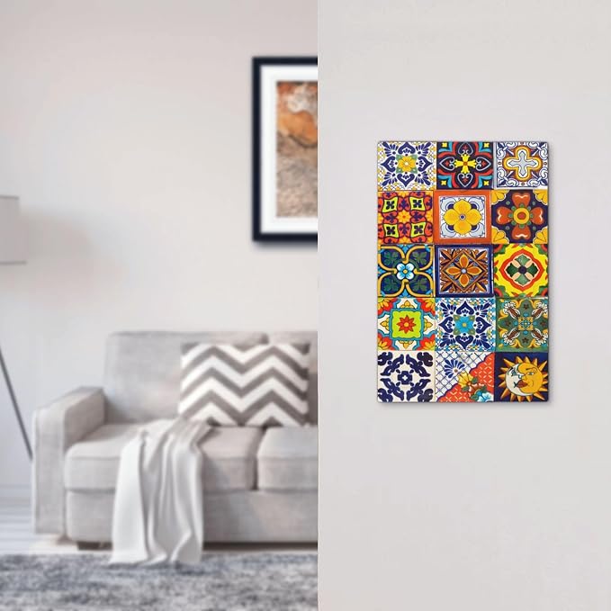 Decorative Light Switch Cover Plate Vintage Traditional Colorful Mexican Talavera Tiles Style 1 Gang No Device Single Blank Outlet Covers Wall Plate Switchplate Covers Dimmer Faceplate Decor - Image 7