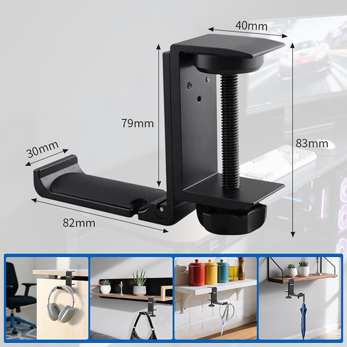 2 Pack Aluminum Headphone Stand Hanger Foldable - Image 2