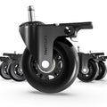 Lifelong Brake Office Chair Wheels Replacement, Heavy Duty, Black, 5-Pack | Original Rubber Caster, Desk Wheels, Smooth & Quiet, Safe for Hardwood Floors & Carpet, Replace Office Chair Mats, Fits 98% by LIFELONG
