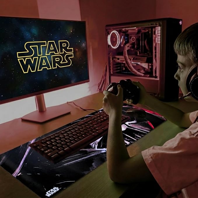 Star Wars Large Gaming Mouse Pad 31"x15" XL Computer Desk Mat, Anime | Star Wars anime gaming mouse pad,, Oversized 31x15in smooth fabric top, stitched edges, non-slip rubber base. - Image 7