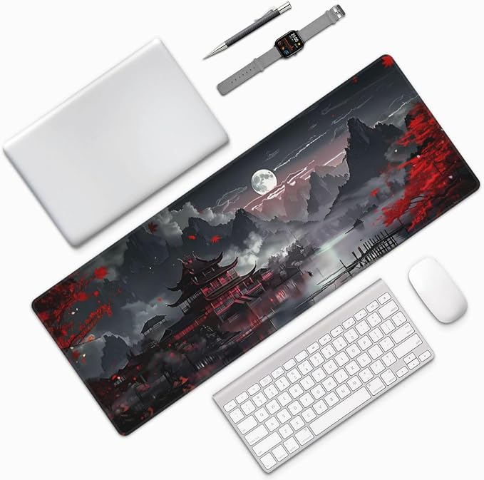 Extended Gaming Mouse Pad, Large Gaming Mouse Waterproof with Stitched Edges, Non-Slip Desktop Pad for Home and Office, Level Up Your 31.5x11.8 Inch… (Japanese Style) - Image 9