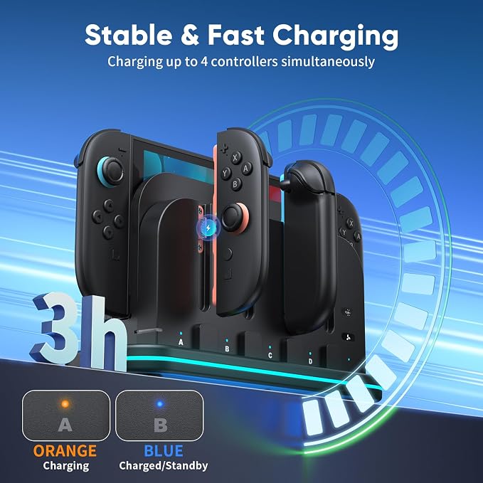 [Switch 2/1 Controller RGB Charger Dock] for Nintendo 2 2025 for Joycons - Image 5