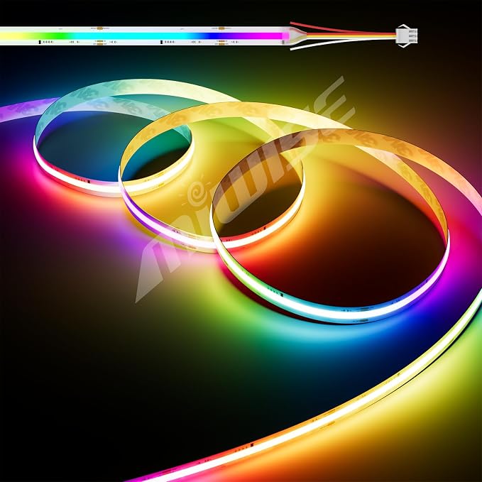 RGB Smart IC COB LED Strip Light,32.8ft Color Chasing Flexible DC24V LED Tape Light,WS2811 Addressable RGB Ribbon,for Party/Home/Office DIY Lighting Projects(Power Supply&Controller NOT Included) by MIWISE