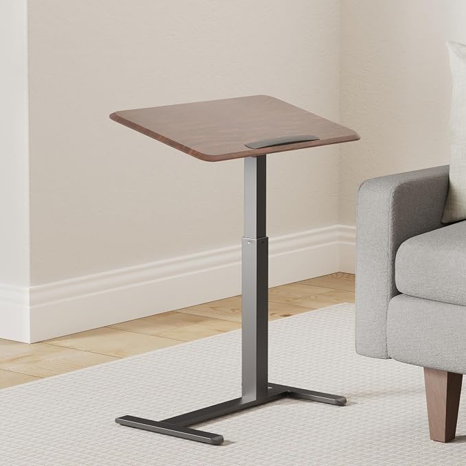 Mount-It! Overbed Table with Wheels, Tilting Adjustable Height Walnut - Image 2