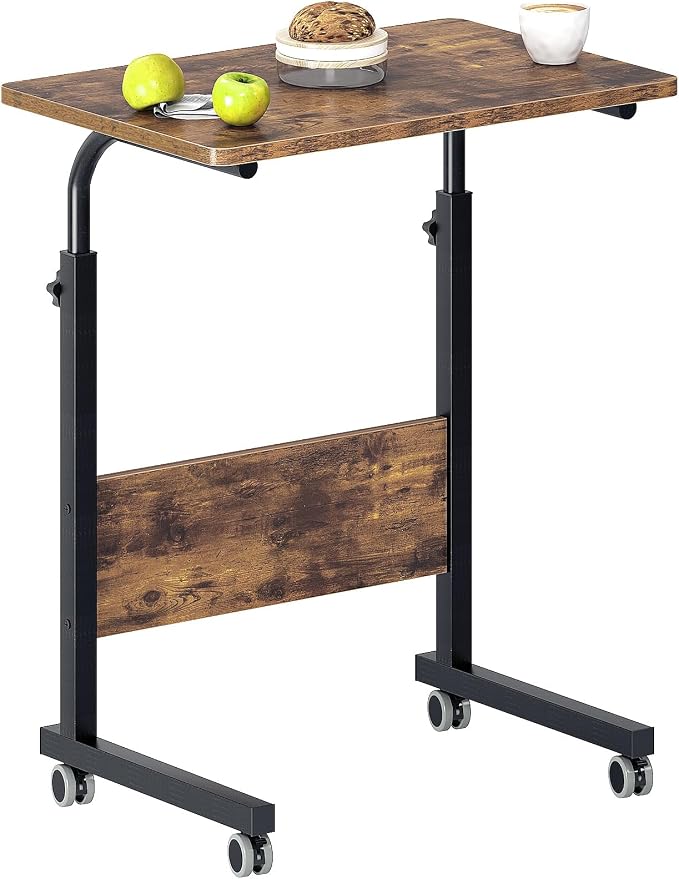 DlandHome 23.6 Inches Rolling Desk with Wheels Adjustable Height, Retro - Image 7
