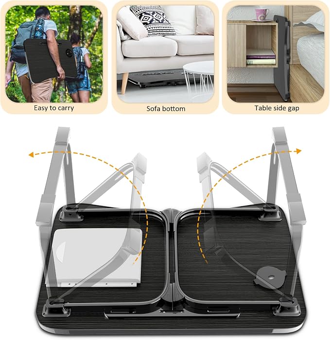 Fayquaze Lap Laptop Desk, Portable Foldable Laptop Bed Table with Storage Drawer and Cup Holder, Lap Desk Lap Bed Stand Tray Table Serving Tray for Eating, Reading and Working - Image 5