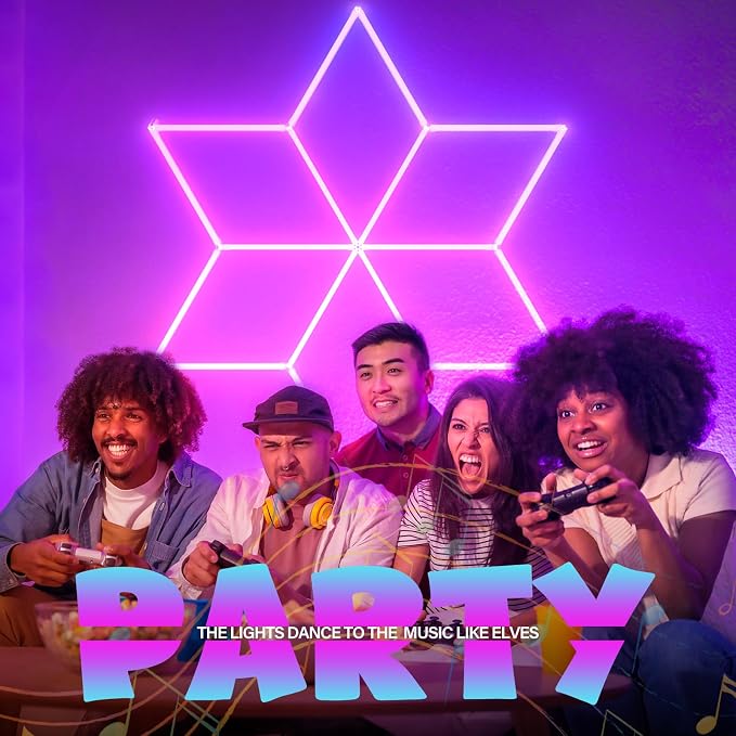 RGB Hexagon Lights with App & Remote Control, Snowflake LED Honeycomb Lights for Gym, Game Room, Club, Bar Party Decor with Multi-Color Modes, Dimmable and Speed Adjustable RGB Wall Light - Image 7