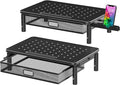 Zimilar 2 Pack Monitor Stand Riser with Metal Drawer, 3 Height Adjustable | Monitor Riser with Phone Holder for Printer, Laptop, Premium Metal Computer Monitor Stand with Storage for 2 Monitors by Zimilar