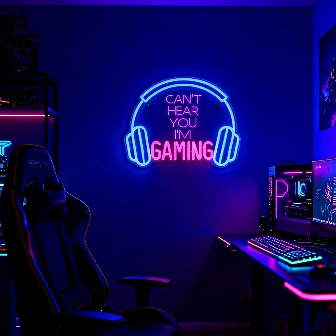 Kavaas Gaming Neon Sign, Can't Hear You I'm Gaming Headset LED Sign for Game Room Wall Decor - Headphone Neon Light Signs - Best Gamer Gifts for Teen Boys, Kids - Image 8
