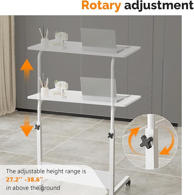 FCH Portable Computer Workstation, Standing Desk Adjustable Height, Small Computer Desk w/Rolling, Sit Stand Laptop Desk TV Tray for Bed Sofa Hospital Reading Eating, Rustic Brown, 23.6" - Image 7