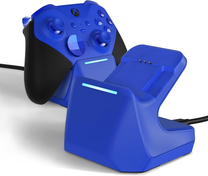 Charging Station Dock for Xbox Elite Series 2 Controller, Magnetic Charger Stand for Xbox Elite Series 2 Core Controller with Type C Charging Cable, LED Indicator - Blue - Image 7