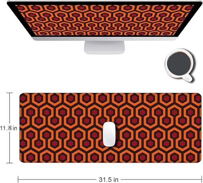 Gaming Mouse Pad, XXL Extended Computer Keyboard Long Mouse Mat, Large Desk Pad for Office Laptop, Non-Slip Rubber Base with Stitched Edge Mousepad, 31.5X11.8 inch Overlook Hotel Pattern - Image 2