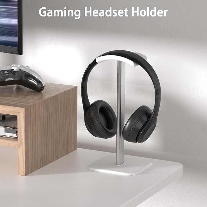 Headphone Stand for Desk - Headset Stand Headphone Holder (White_2 Pack) | with Aluminum Hanger and Plastic Headrest, headphone holder for AirPods Max, Sony, Bose, Beats and More - Image 5