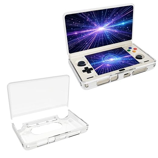 Transparent Flip TPU Handheld Console Case, Compatible with AYN Thor Dual Screen Game Device, Shockproof Anti-Scratch Protective Shell, Portable Full Cover For Travel Gaming Storage (Transparent) by TEHAOUU