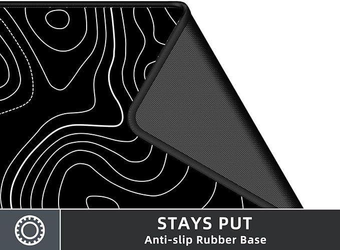 Rinaze Extra Large Gaming Mouse Pad with Black Topographic, XXL Mousepad, Big Mouse Mat Desk Pad, Non Slip Keyboard Pad for Gaming Computer Laptop PC Office Desk Accessories - Image 2