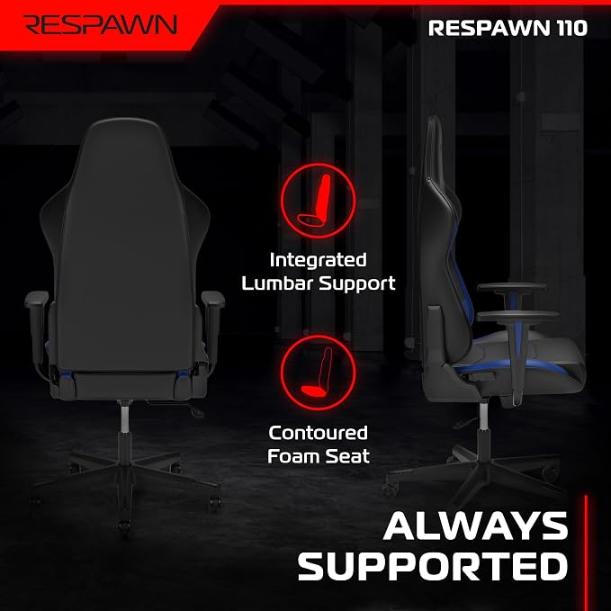 Respawn 110 Gaming Chair, Ergonomic Office Chair with Headrest | Ergonomic gaming chair with lumbar support, high back, height adjustment and tilt for work, gaming, and streaming - Image 6