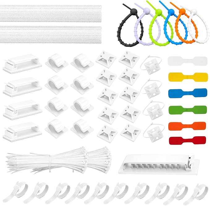 [261Pcs] Cable Management Kit, Cord Organizer, Complete Desk Cable Management Solution to Keep Desk Clean, Cable Organizer Accessories for Home Office Essentials, White by Topavatop