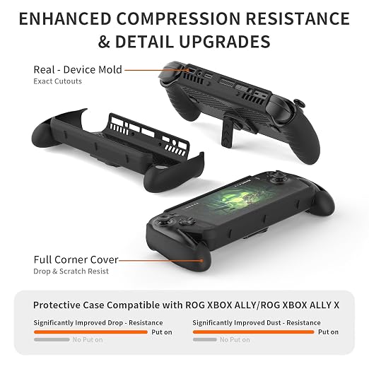 TEHAOUU Game Handheld Protective Case with Stand & Strap Compatible with ROG Xbox Ally X, TPU Full Protection Cover with Accurate Cutouts (Single Host Case) - Image 5