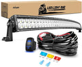 Nilight 54 Inch 312W Curved Spot Flood Combo Led Light Bar LED Off Road Light Driving Light and 1PC 14AWG 12V 5Pin Rocker Switch Wiring Harness Kit - 1 Lead by Nilight
