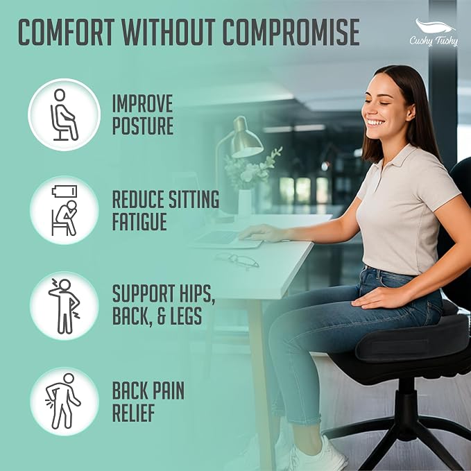 Cushy Tushy Premium Foldable Travel Seat Cushion - for Relief of Lower Back, Sciatic, Butt and Tailbone Pain - for Home & Office Use, Perfect for Travel or Driving - Coccyx Seat Cushion - Image 4
