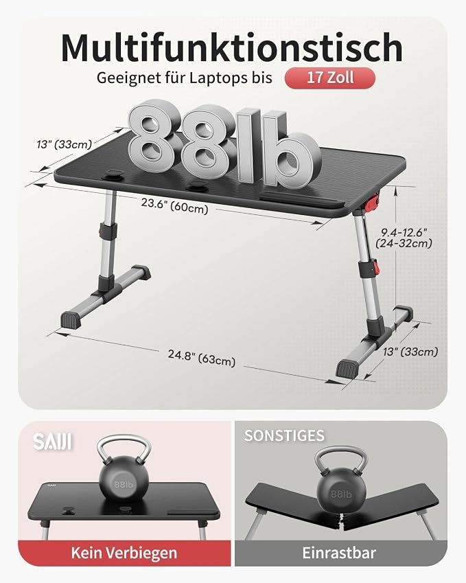 SAIJI Laptop Bed Tray Table,Lightweight Foldable Lap Desk - Image 6
