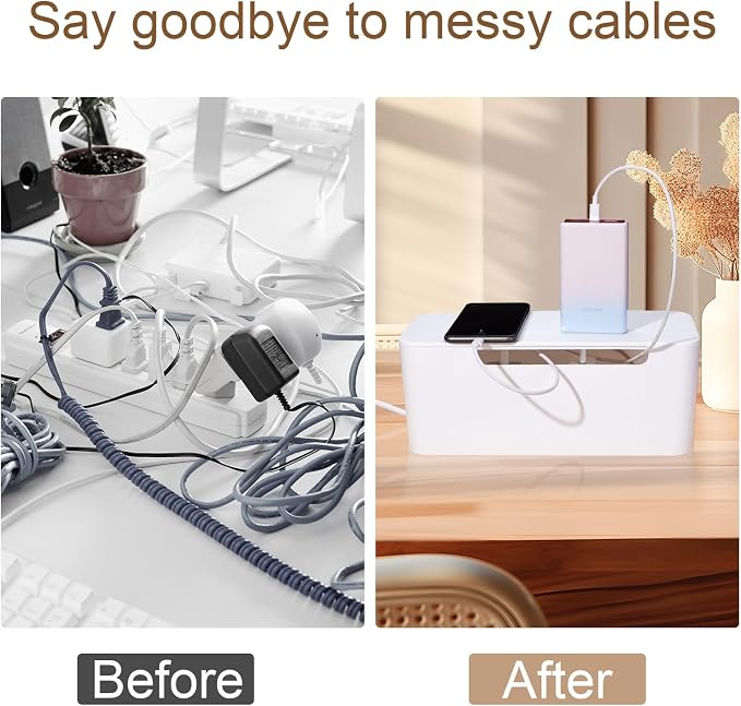Eichzer Cable Management Box with Lid, Three Entry/Exit Slots, White - Image 6