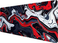 Red Marble Fluid Gaming Mouse Pad Desk Pad Abstract Black White Mousepad XL Large Gaming Mouse Pad Laptop Keyboard Mat Desk Pad Office Home Decor for Women Girl 35.4"x15.7" by Unknown