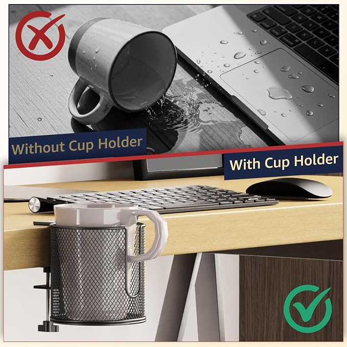 HzTinT Large Desk Cup Holder, Fully Covered Anti-Spill Clip on Cup Holder - Image 7