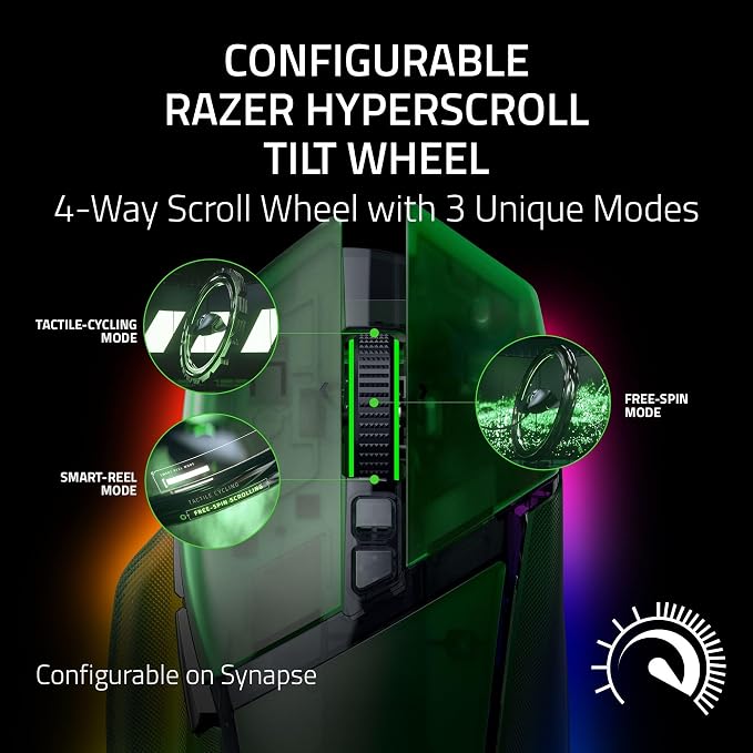 Razer Basilisk V3 Pro 35K Wireless Gaming Mouse, Phantom Green | HyperScroll Tilt Wheel, 35K DPI Optical Sensor Gen 2, 13 Customizable Controls, RGB, Optical Switches Gen 3, 140 Hr Battery - Image 2