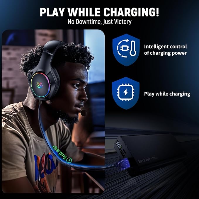 Tatybo Wireless Gaming Headset for PS5 PC, Dual Mode, Low Latency, Black - Image 7