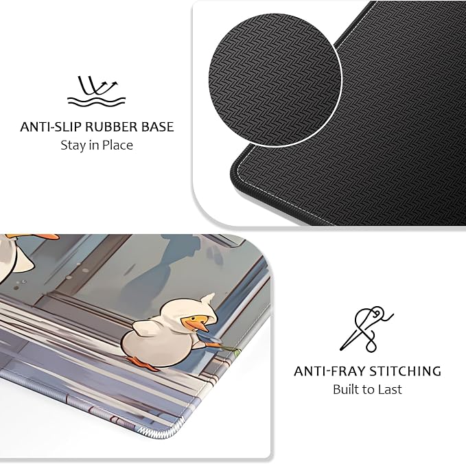 Auhoahsil Ultra Large Gaming Mousepad, XXL Extended Full Size Desktop Matt for Keyboard, Laptop & Computer, 35.5 x 15.7 in, Anime Cute Ducks - Image 6