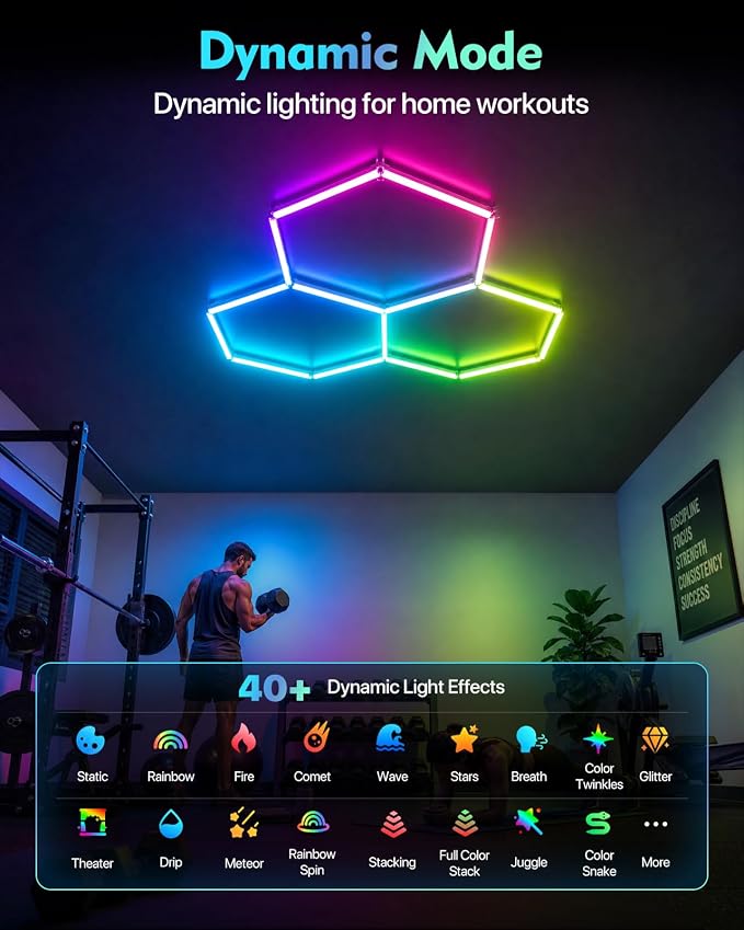RGB Hexagon Lights, Dimmable Hex Lights, Smart Color Scenes, 3 Hex - Image 5