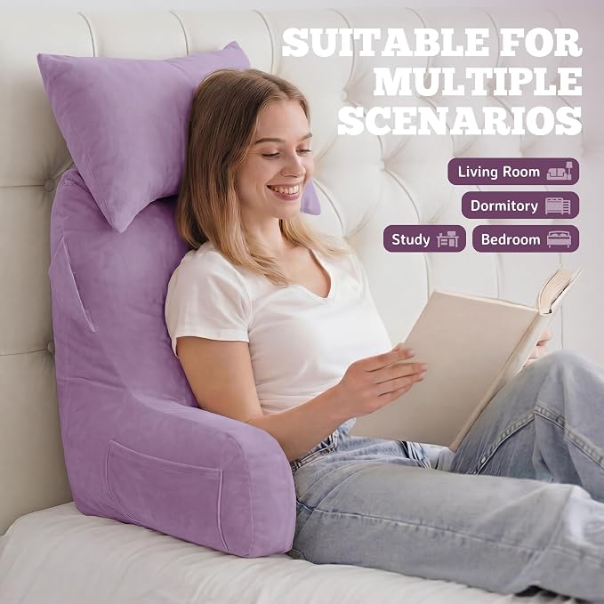 Reading Pillow for Bed,Back Pillow for Bed Sitting Up,Lumbar Support Pillow - Image 3