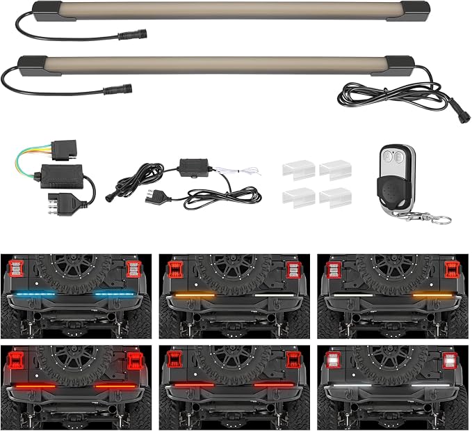 OFFROADTOWN 2PCS 18inch RGB Tailgate Silicone Flex LED Light Bar 324 LED 3rd Brake/Stop/Turn/Reverse/Strobe Tail Light Custom Driving Light with Wireless Remote Control for Pickup Truck SUV RV Trailer - Image 8