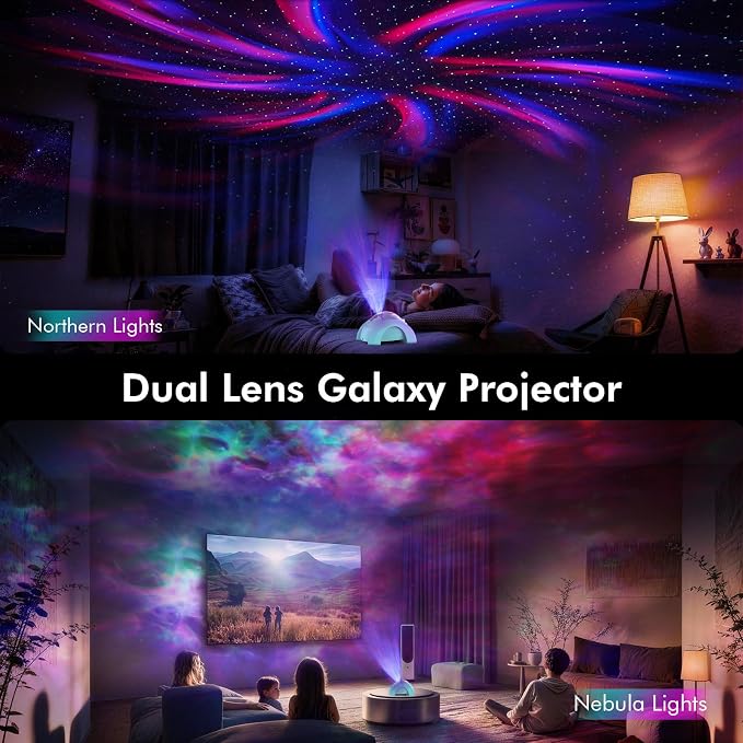 Rossetta Dual Lens Galaxy Star Aurora Projector Night Light for Bedroom - Image 2