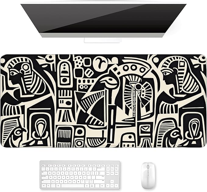 Auhoahsil Desk Mat, Ultra Large Mouse Pad, XXL Gaming Mousepad, Pretty Desk Pad, Big Extended Full Size Desktop Desk Matt for Keyboard, Laptop & Computer, 35.5 x 15.7 in, Ancient Egyptian Pattern by Auhoahsil