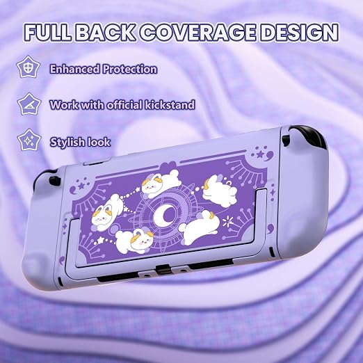 PlayVital Protective Case for Nintendo Switch 2 - Kawaii Dockable Hard Case Shell for Switch 2 with Thumb Grip & Sticker & Button Caps, Anti-Scratch, Shockproof Cover Skin - Celestial Rabbit Orbit - Image 4
