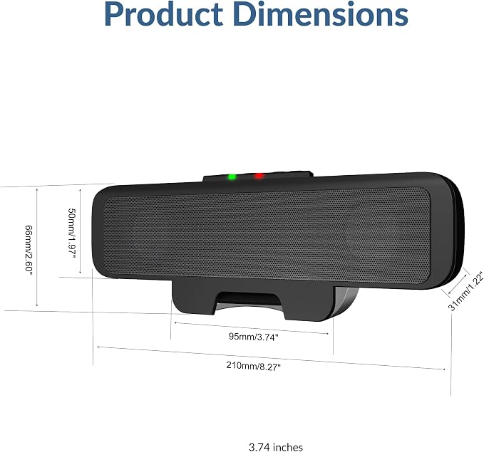 Cyber Acoustics CA-2890 USB Speaker Bar, 10W, Clip-On Monitor Mount Design - Image 7