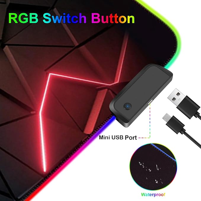 RGB Mouse Pad, Gaming Mousepad with 13 LED Light Modes | 31.5X11.8inch Large Mouse Mat, Gaming Mats for Desk with Non-Slip Rubber Base, Model-A - Image 6
