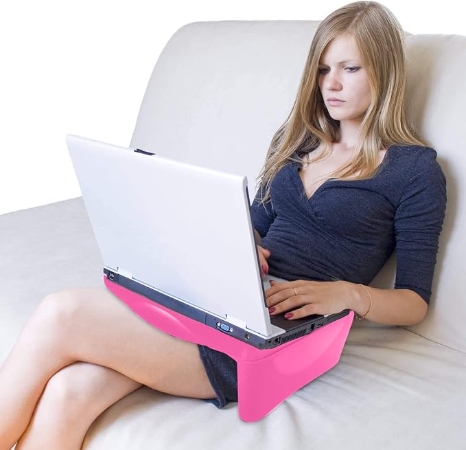 MAVOCRAFT Foldable Kids Lap Tray with Storage - Portable Lap Desk Kids & Adults - Kids Lap Desk for Breakfast in Bed, Serving Tray, Car Desk & Gaming (Pink) - Image 8