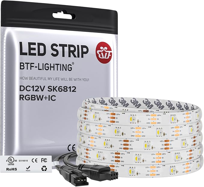 BTF-LIGHTING RGB+Natural White SK6812 LED Strip 16.4FT 150LED IP65 DC12V by BTF-LIGHTING